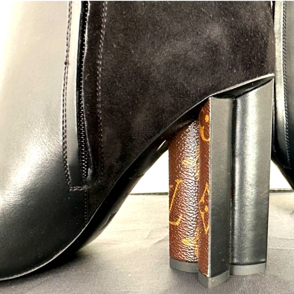 SOLD!NWT Louis Vuitton Silhouette Monogram andBlack Suede Ankle Boots - Picture 8 of 11